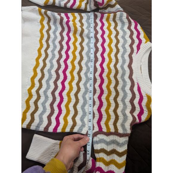 Cheerful long sleeve knit multicolor striped sweater by Lou & Grey for Loft, XS - Picture 6 of 9